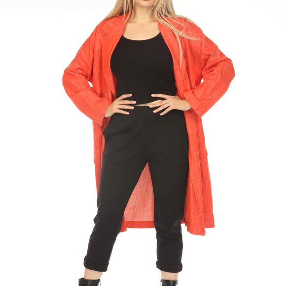 Coral 100% Cotton Trench Coat - Picture 5 of 6